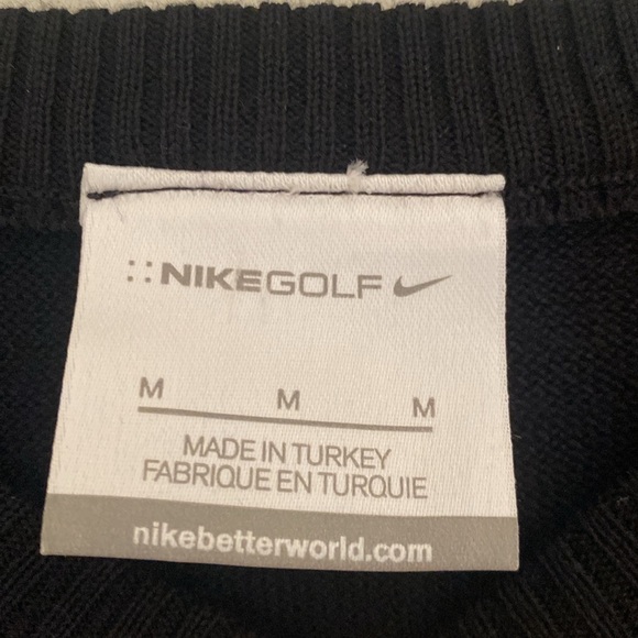 Nike Golf women’s wool blend black diagonal stripe crewneck sweater Sz M - Picture 3 of 10